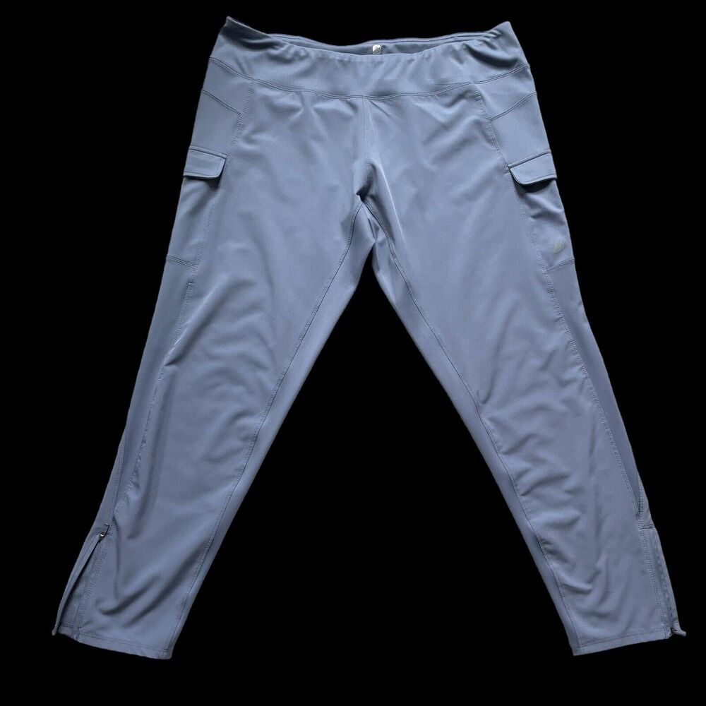 Free2B Woman Grey Athletic Workout Leggings Side Pockets SZ/XXL